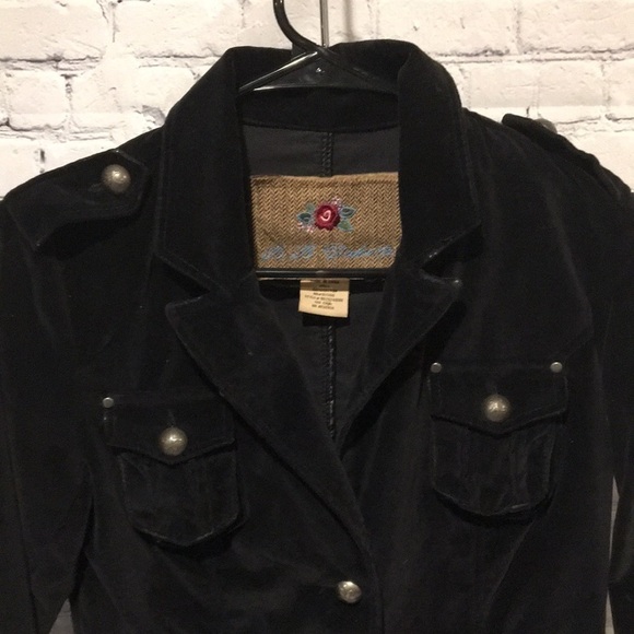 BB Dakota velvet black military jacket with fleur-de-lis‘s buttons - Picture 2 of 7